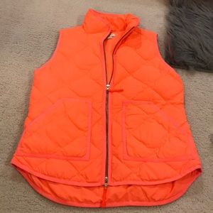 J. Crew neon orange puff vest